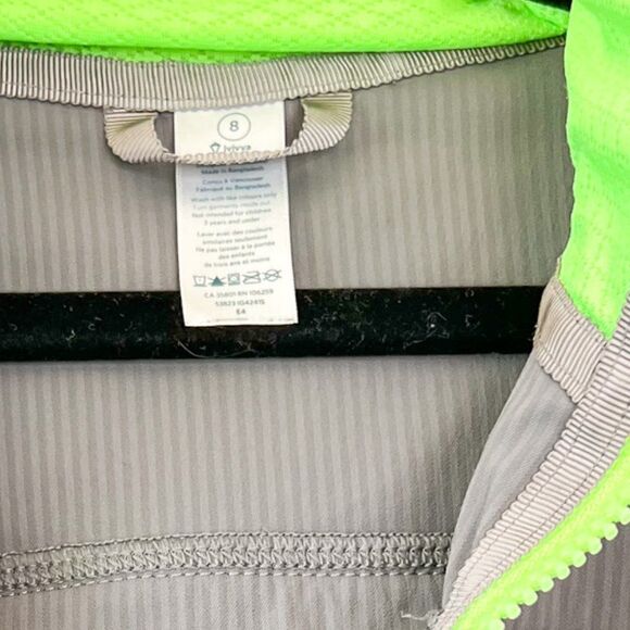 Ivivva Gray & Neon Green Zip Up Jacket with Hoodie, Size 8 - Picture 4 of 6